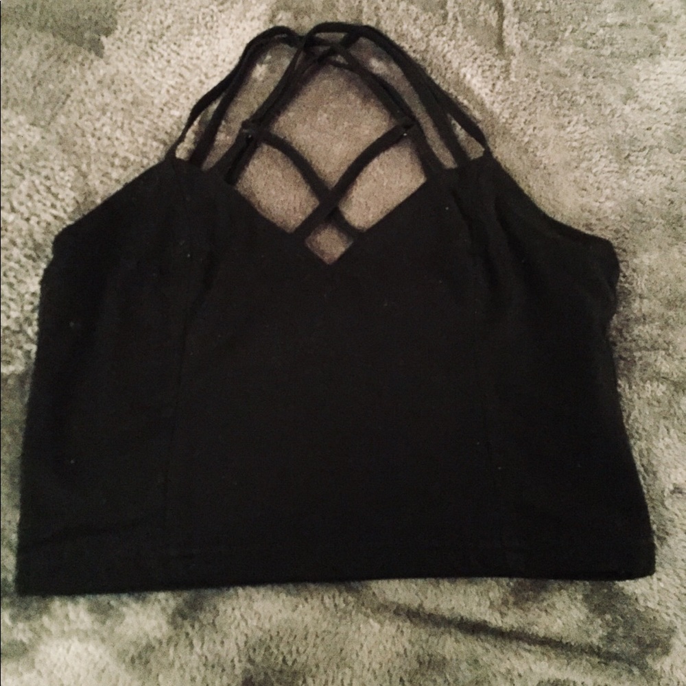 Black Crossed Cropped Top
